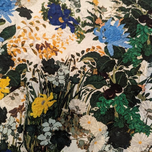 *Erdem* Alexandra Floral Meadow Pencil Dress w/ Grosgrain Ribbon Trim - Picture 7 of 8